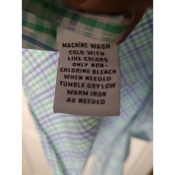 Bristol & Bull Shirt Mens 4X Blue Orange Checkered Plaid Button Up Short Sleeve - Picture 8 of 8